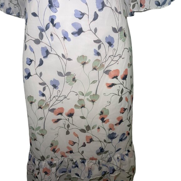 Junarose Floral Ruffle Hem Dress White Multicolor Size 16 - Picture 6 of 7